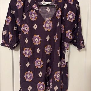 Sonoma Purple Floral Short Sleeve Top